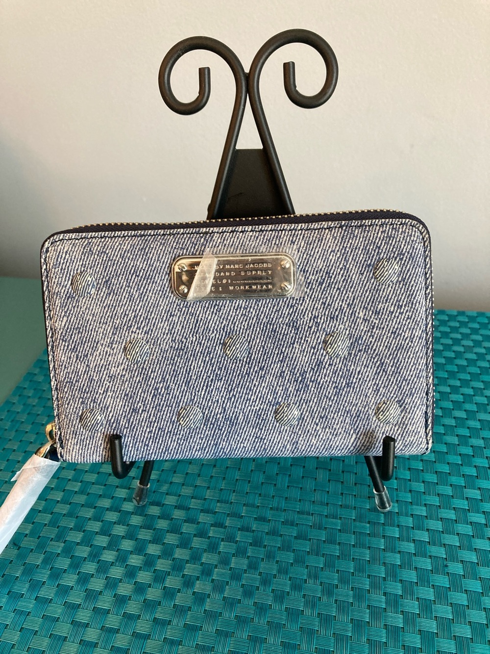 NWT Marc by Marc Jacobs Leather & Denim Zip Around Wristlet Wallet